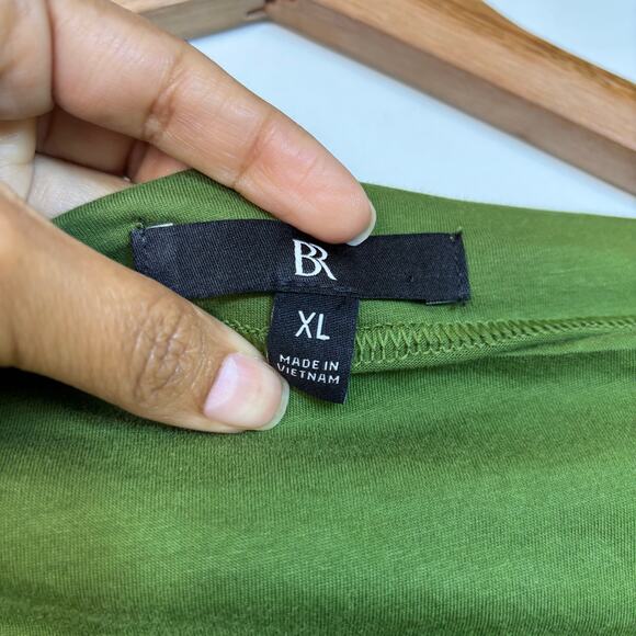 Banana Republic Cotton Roll Cuff T Shirt size XL Boat Neck Forest Green Relaxed - Picture 5 of 9